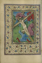 Christ Nailed to the Cross; Naples, Campania, Italy; about 1460; Tempera colors, gold, and ink on parchment; Leaf