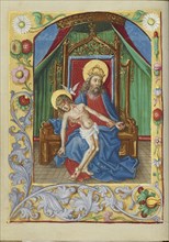 The Throne of Grace Trinity; Strasbourg, France; early 16th century; Tempera colors on parchment; Leaf: 13.5 x 10.5 cm