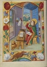 Saint Mark; Strasbourg, France; early 16th century; Tempera colors on parchment; Leaf: 13.5 x 10.5 cm, 5 5,16 x 4 1,8 in