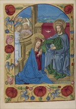 The Coronation of the Virgin; Strasbourg, France; early 16th century; Tempera colors on parchment; Leaf: 13.5 x 10.5 cm