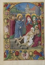 The Raising of Lazarus; Strasbourg, France; early 16th century; Tempera colors on parchment; Leaf: 13.5 x 10.5 cm