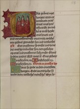 Initial O: The Trinity; Workshop of Gerard Horenbout, Flemish, 1465 - 1541, Ghent, illuminated; probably, Belgium; about 1500