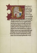 Initial O: A Woman Receiving Communion; Workshop of Gerard Horenbout, Flemish, 1465 - 1541, Ghent, illuminated