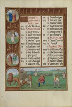 Mowing; Zodiacal Sign of Leo; Workshop of the Master of James IV of Scotland, Flemish, before 1465 - about 1541, Ghent, Belgium