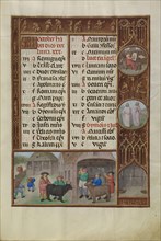 Slaughtering of an Ox and Grape Harvesting; Zodiacal Sign of Libra; Workshop of the Master of James IV of Scotland, Flemish