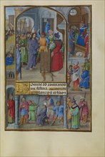 Christ before Annas; Master of the Dresden Prayer Book, Flemish, active about 1480 - 1515, Bruges, Belgium; about 1510 - 1520