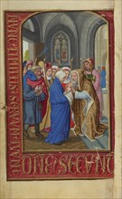 The Presentation in the Temple; Simon Bening, Flemish, about 1483 - 1561, Bruges, Belgium; about 1525–1530; Tempera colors