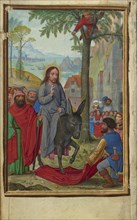 The Entry into Jerusalem; Simon Bening, Flemish, about 1483 - 1561, Bruges, Belgium; about 1525 - 1530; Tempera colors, gold