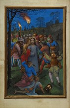 The Betrayal of Christ; Simon Bening, Flemish, about 1483 - 1561, Bruges, Belgium; about 1525 - 1530; Tempera colors, gold