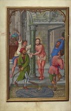 The Flagellation; Simon Bening, Flemish, about 1483 - 1561, Bruges, Belgium; about 1525 - 1530; Tempera colors, gold paint