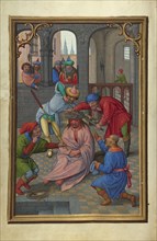 The Crowning with Thorns; Simon Bening, Flemish, about 1483 - 1561, Bruges, Belgium; about 1525–1530; Tempera colors, gold