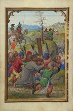 The Way to Calvary; Simon Bening, Flemish, about 1483 - 1561, Bruges, Belgium; about 1525 - 1530; Tempera colors, gold paint