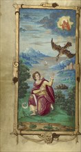 Saint John on Patmos; Paris, France; 1544; Tempera colors and gold paint on uterine parchment; Leaf: 14.3 x 8.1 cm