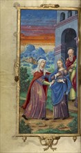 The Visitation; Paris, France; 1544; Tempera colors and gold paint on uterine parchment; Leaf: 14.3 x 8.1 cm, 5 5,8 x 3 3,16 in