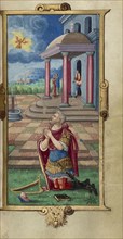 David in Prayer; Paris, France; 1544; Tempera colors and gold paint on uterine parchment; Leaf: 14.3 x 8.1 cm, 5 5,8 x 3 3,16 in