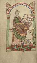 Eadmer of Canterbury Writing; Tournai, probably, Belgium; about 1140 - 1150; Tempera colors, gold paint, and ink on parchment