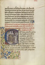 Initial C: The Emperor of Constantinople Enshrining the Body of Saint Anthony; Master of the Brussels Romuléon or workshop