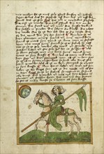 The Moon Represented as a Woman on Horseback; Ulm, Germany; shortly after 1464; Watercolor and ink on paper