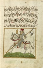The Planet Mercury as a Doctor on Horseback; Augsburg, Germany; shortly after 1464; Watercolor and ink on paper