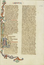 Initial L: Esther; Austria; about 1300; Tempera colors and gold leaf on parchment; Leaf: 34.3 x 24.3 cm, 13 1,2 x 9 9,16 in