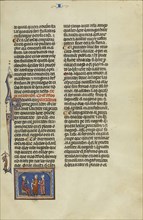 Initial A: The Attorney with Clients before a Judge; Unknown, Michael Lupi de Çandiu, Spanish, active Pamplona, Spain 1297