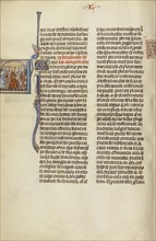 Initial E: An Attorney with Clients before a Judge; Unknown, Michael Lupi de Çandiu, Spanish, active Pamplona, Spain 1297 - 1305