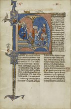 Initial N: James I of Aragon Overseeing a Court of Law; Unknown, Michael Lupi de Çandiu, Spanish, active Pamplona, Spain 1297