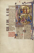 Initial E: An Equestrian Duel Between a Creditor and a Debtor; Unknown, Michael Lupi de Çandiu, Spanish, active Pamplona, Spain