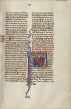 Initial P: Four Men before a King; Unknown, Michael Lupi de Çandiu, Spanish, active Pamplona, Spain 1297 - 1305, Northeastern