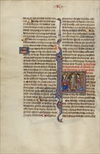 Initial L: Two Men before a King; Unknown, Michael Lupi de Çandiu, Spanish, active Pamplona, Spain 1297 - 1305, Northeastern