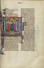 Initial E: A King and Five Men; Unknown, Michael Lupi de Çandiu, Spanish, active Pamplona, Spain 1297 - 1305, Northeastern