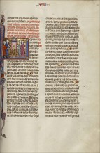 Initial L: Four Men Gathered around a Tower; Unknown, Michael Lupi de Çandiu, Spanish, active Pamplona, Spain 1297 - 1305