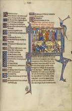 Initial N: A King Speaking to Four Men and A Joust between Two Knights; Unknown, Michael Lupi de Çandiu, Spanish, active