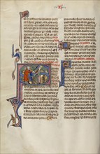 Initial S: Two Men Fighting with Swords; Unknown, Michael Lupi de Çandiu, Spanish, active Pamplona, Spain 1297 - 1305