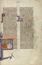 Initial S: Three Men Arresting a Man in Bed with a Woman; Unknown, Michael Lupi de Çandiu, Spanish, active Pamplona, Spain 1297