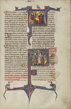 Initial A: Two Men before a Judge; Initial S: Two Men Fighting with a Club and a Sword; Unknown, Michael Lupi de Çandiu, Spanish