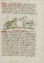 A Horse Laden with Sacks and a Donkey; Trier, probably, Germany; third quarter of 15th century; Pen and black ink and colored