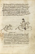 A Horseman Leading a Donkey; Crete, Greece; 1510 - 1520; Pen and red lead and iron gall inks, watercolors, tempera colors