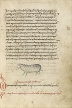 A Sheep; Crete, Greece; 1510 - 1520; Pen and red lead and iron gall inks, watercolors, tempera colors, and gold paint on paper