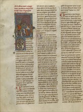 Tristan Unhorsing Sagremor; Jeanne de Montbaston, French, active about 1320 - 1355, Paris, France; about 1320 - 1340; Tempera