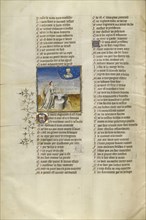 God Speaking to Nature Surrounded by Animals; Paris, France; about 1405; Tempera colors, gold leaf, and ink on parchment