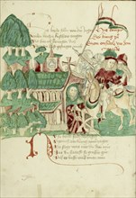 King Avenir Meeting the Hermit; Follower of Hans Schilling, German, active 1459 - 1467, from the Workshop of Diebold Lauber