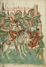 Josaphat Meeting an Old Man; Follower of Hans Schilling, German, active 1459 - 1467, from the Workshop of Diebold Lauber