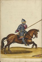 Emperor Friedrich Barbarossa on Horseback; Augsburg, probably, Germany; about 1560 - 1570; Tempera colors and gold and silver