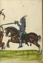 Three Horsemen in Armor from the Time of Emperor Sigismund; Augsburg, probably, Germany; about 1560 - 1570; Tempera colors