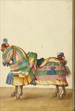 A Horse in Armor; Augsburg, probably, Germany; about 1560 - 1570; Tempera colors and gold and silver paint on paper