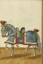 A Horse in Armor for a Tournament; Augsburg, probably, Germany; about 1560 - 1570; Tempera colors and gold and silver paint