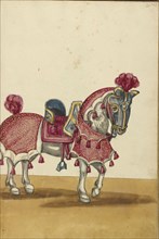 A Horse in Armor; Augsburg, probably, Germany; about 1560 - 1570; Tempera colors and gold and silver paint on paper