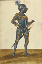 A Man in Armor; Augsburg, probably, Germany; about 1560 - 1570; Tempera colors and gold and silver paint on paper