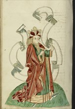 King Avenir with a large, empty speech scroll; Follower of Hans Schilling, German, active 1459 - 1467)